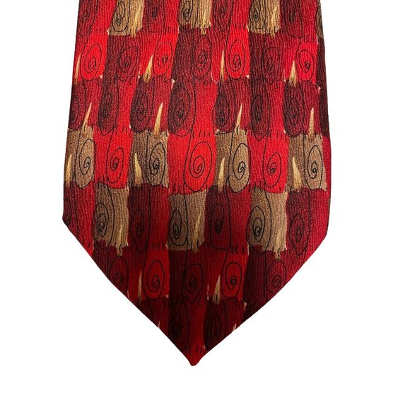 Men's Necktie J Garcia Tie Red's & Gold's 100% Silk 61" - Picture 2 of 4